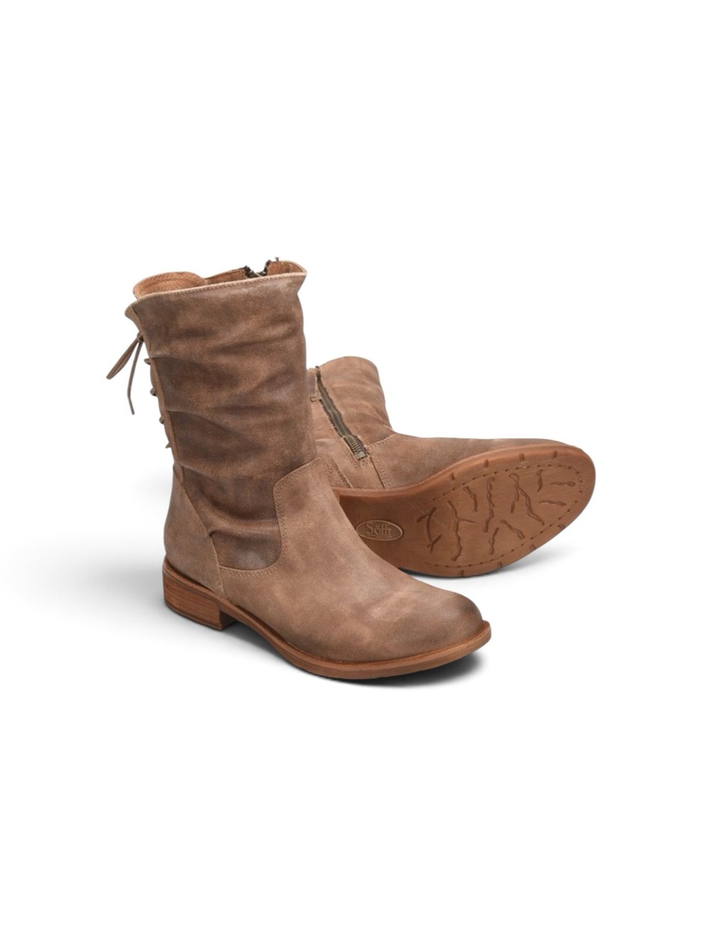 NEW Sofft Sharnell Low Brown Leather Lace Up Back Weathered Look Sz 6
